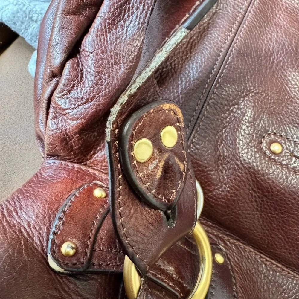 B. Makowsky Brown Leather Shoulder Bag with Distressed Finish PROJECT - Picture 8 of 13